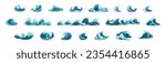 Sea wave flat cartoon isolated on white background. Vector isolated illustration