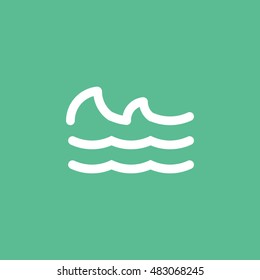 Sea Wave Flat Icon On Green Background