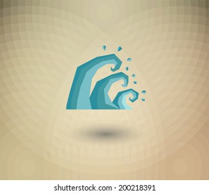 Sea Wave - flat icon,Hipster on abstract background