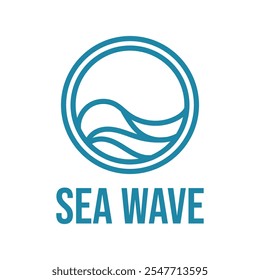 sea wave flat minimalist logo design