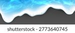  Sea wave foam from top view - realistic summer beach shore border with ocean water isolated on transparent background. Blue surface ripples, white bubbles and sandy coastal edge for seasonal designs.