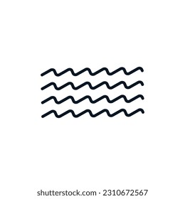 Sea wave. Freshness. Breeze. Vector linear icon isolated on white background.