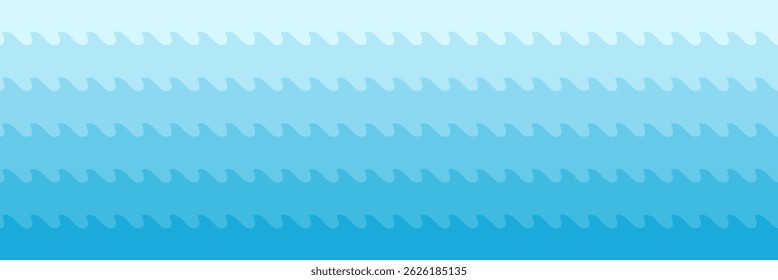 Sea wave geometric background template. Blue layered water wavy pattern. 