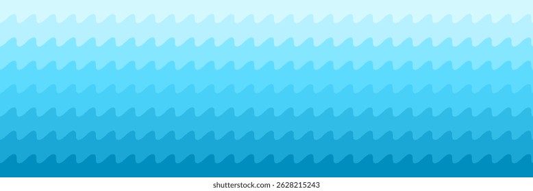 Sea wave geometric background template. Blue layered water wavy pattern. 