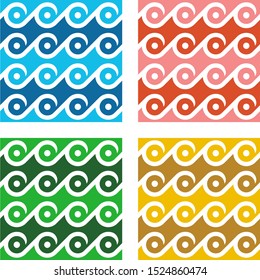Sea Wave Geometric Seamless Pattern in Various Color Option