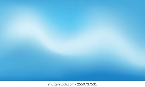 Sea wave gradient background vector. Blue and white abstract gradient mesh background vector with glowing light and copy space.