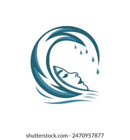 Sea Wave Haired Girl Logo Vector. Suitable for any business, especially salons, beauty, makeup and many more.