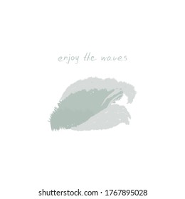 Sea wave. Hand drawn vector illustration. Neutral colors. Pencil texture
