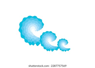 Sea Wave Icon, Blue Water Symbol, Surfing Sign, Ocean Ripple Isolated, river Oceanic Flowing Sign, Bending Lines, Sea Wave Vector Illustration
