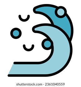 Sea wave icon outline vector. Water ski. Sport summer color flat