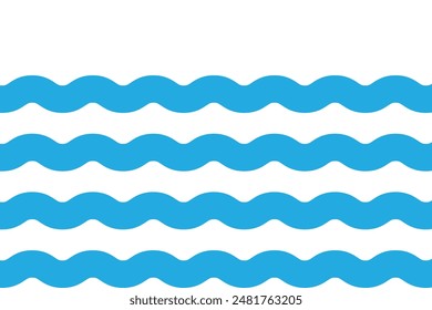 Sea wave icon set. Set of thin line waves. Various wave water lake river. Water logo, line ocean symbol in vector flat style. Seamless abstract line pattern. Water outline symbol. Sea and Ocean signs