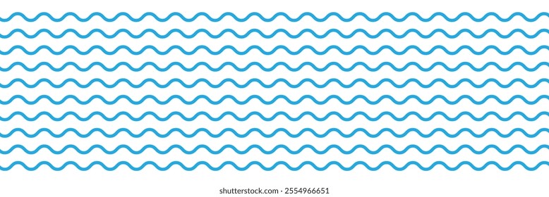  
Sea wave icon set. Set of thin line waves. Various wave water lake river. Water logo, line ocean symbol in vector flat style. Seamless abstract line pattern. Water outline symbol. 