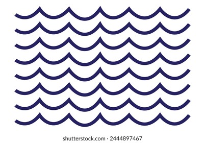 Sea wave icon set. Water logo, line ocean symbol in vector flat