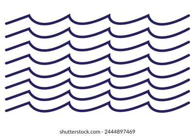 Sea wave icon set. Water logo, line ocean symbol in vector flat