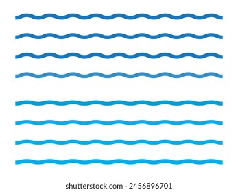  Sea wave icon set. Water logo, line ocean symbol in vector flat