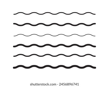  Sea wave icon set. Water logo, line ocean symbol in vector flat