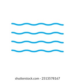 Sea wave icon set. Water logo, line ocean symbol in vector flat style.