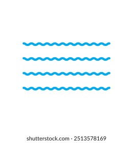 Sea wave icon set. Water logo, line ocean symbol in vector flat style.