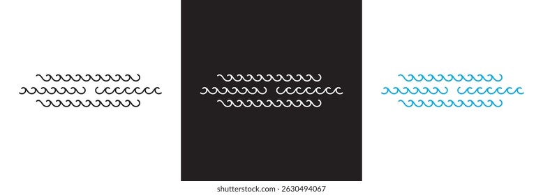 Sea wave icon .  Various wave water lake riverm. Sea and Ocean signs. Vector for websites, mobile interfaces, presentations, banner, visual branding etc. Vector illustration. EPS 10