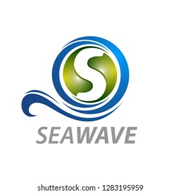 Sea wave initial letter S logo concept design. Symbol graphic template element vector