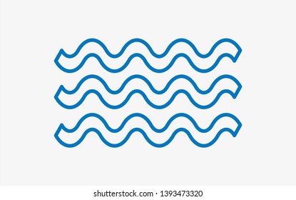 Sea wave isolated icon illustration, blue outline