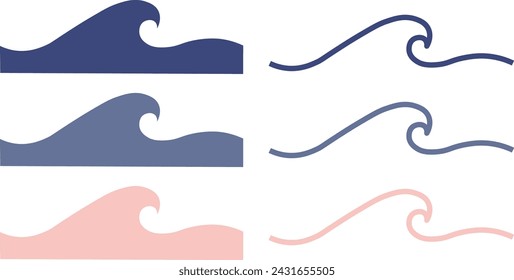  Sea wave isolated Vector illustration on white background