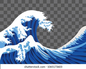 sea wave japan paint style vector
