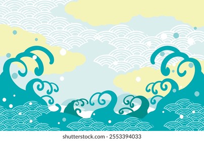 Sea Wave Japanese Background Clip Arts
