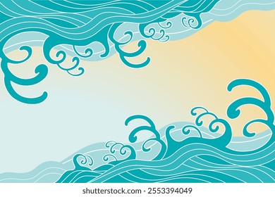 Sea Wave Japanese Background Clip Arts