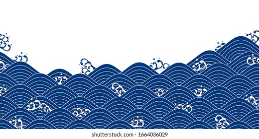 Sea Wave Japanese Paper Background Stock Vector (Royalty Free) 1664036029