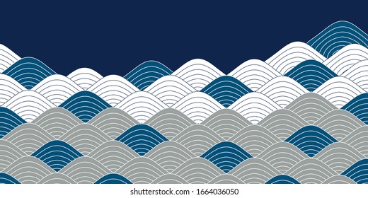 Fondo de papel japonés de la ola marina