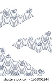 Fondo del patrón de papel japonés de la ola marina