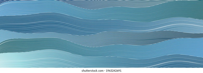 Sea wave Japanese pattern Summer greeting card 