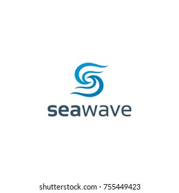 Sea Wave Letter S Logo Template Vector.  S Monogram logo.