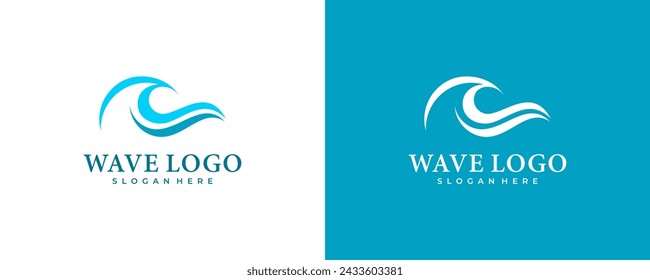 Sea wave line art icons. Simple blue wave icon collection. Water design concept.