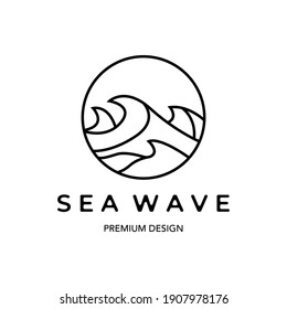sea wave line art minimalist logo vector illustration design