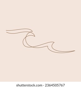 sea wave line art swirl ripple continuous drawing vector illustration minimalism style