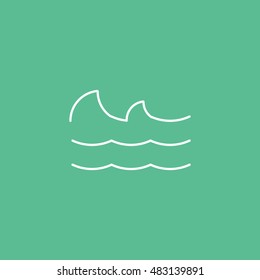 Sea Wave Line Icon On Green Background
