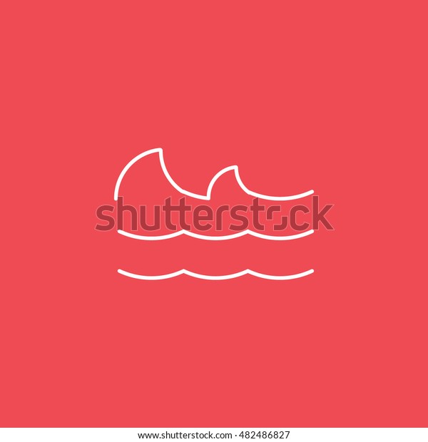 Sea Wave Line Icon On Red Stock Vector (Royalty Free) 482486827