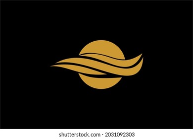 Logo-Design für Meereswellen. Sonnenuntergang Illustration Design. Wellen- und Sonnenvektorsymbole.