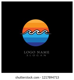 Sea Wave Logo. Symbol & Icon Vector Template.