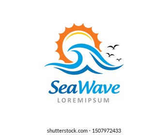 Sea wave logo symbol or icon template
