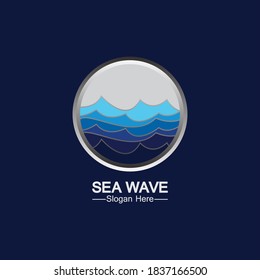 Vector de diseño de plantillas de logotipo de olas de mar, Emblem, Concepto de diseño, símbolo creativo, icono