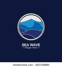 Vector de diseño de plantillas de logotipo de olas de mar, Emblem, Concepto de diseño, símbolo creativo, icono