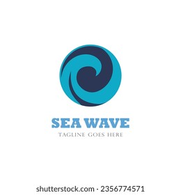 Símbolo y elemento comercial del logotipo de la ola marina