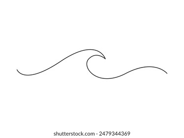Sea wave one continuous line drawing vector illustration