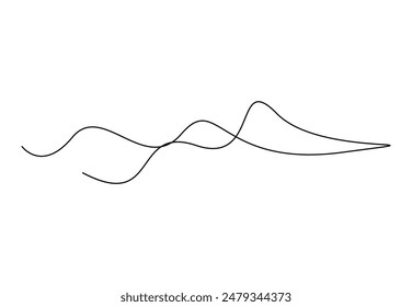 Sea wave one continuous line drawing vector illustration