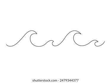 Sea wave one continuous line drawing vector illustration