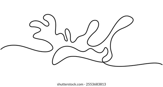 Sea wave one continuous line drawing vector illustration. Premium vector, Continuous one line drawing of sea waves out line vector art illustration , Ocean sea ocean art water outline icon logo sketch