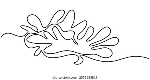 Sea wave one continuous line drawing vector illustration. Premium vector, Continuous one line drawing of sea waves out line vector art illustration , Ocean sea ocean art water outline icon logo sketch